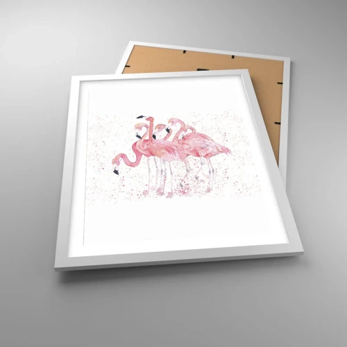 Póster en marco blanco - Asamblea rosa - 40x50 cm