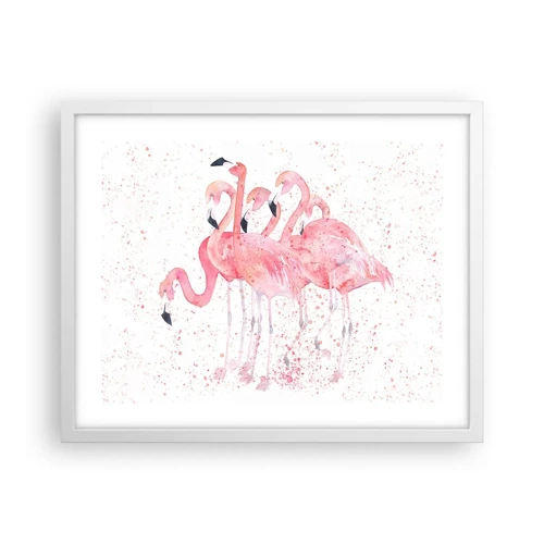 Póster en marco blanco - Asamblea rosa - 50x40 cm