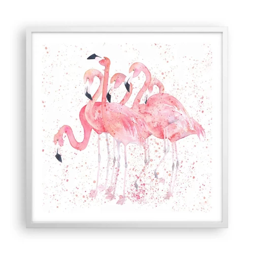 Póster en marco blanco - Asamblea rosa - 60x60 cm