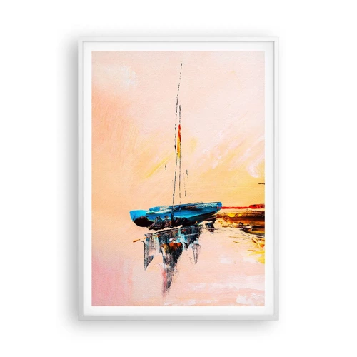 Póster en marco blanco - Atardecer en el puerto deportivo - 70x100 cm