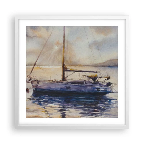 Póster en marco blanco - Atardecer en la bahía - 50x50 cm