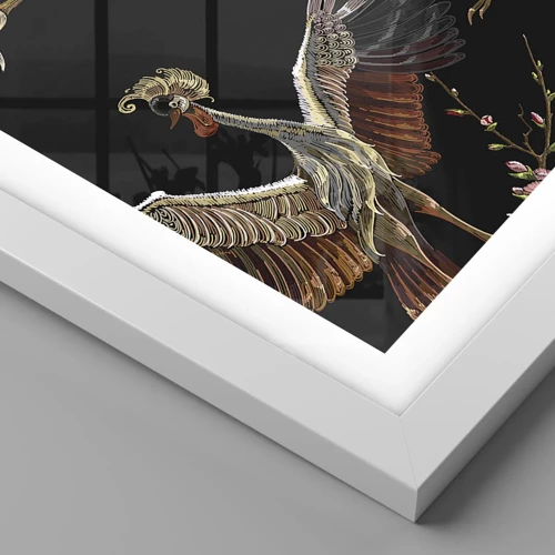 Póster en marco blanco - Aves de cuento de hadas - 30x30 cm