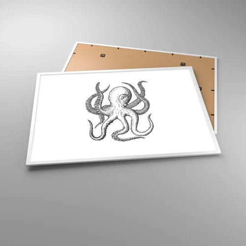 Póster en marco blanco - Bailando con olas - 100x70 cm