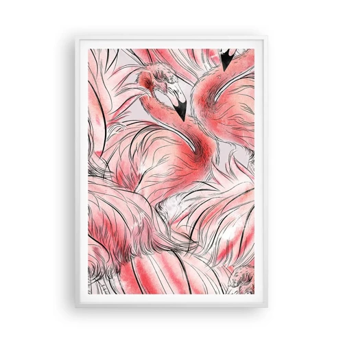 Póster en marco blanco - Ballet de aves - 70x100 cm