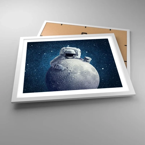 Póster en marco blanco - Bromista espacial - 50x40 cm