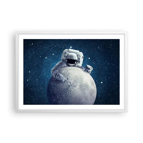 Póster en marco blanco - Bromista espacial - 70x50 cm