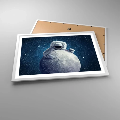 Póster en marco blanco - Bromista espacial - 70x50 cm