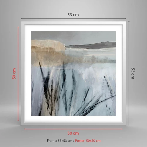 Póster en marco blanco - Campos de invierno - 50x50 cm