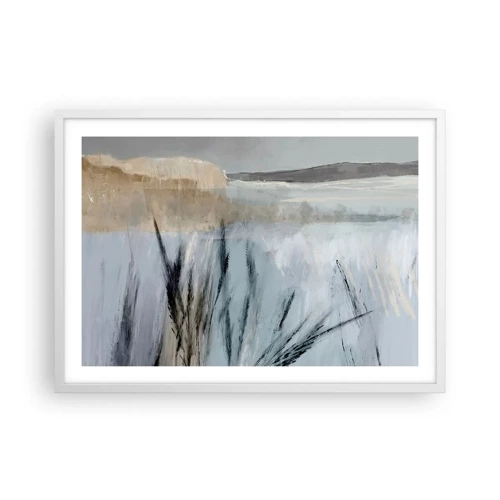 Póster en marco blanco - Campos de invierno - 70x50 cm