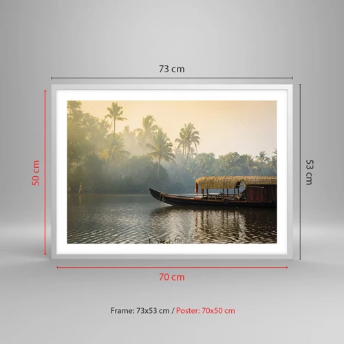 Póster en marco blanco - Casa en el río - 70x50 cm