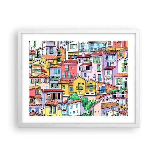 Póster en marco blanco - Ciudad alegre - 50x40 cm