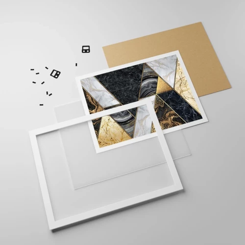 Póster en marco blanco - Collage de piedras - 91x61 cm