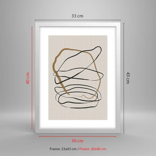 Póster en marco blanco - Composición: danza lineal - 30x40 cm