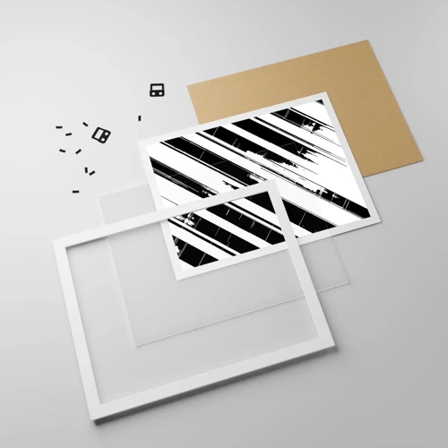 Póster en marco blanco - Composición intensa y dinámica - 91x61 cm