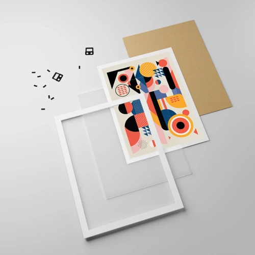 Póster en marco blanco - Composición: juegos - 70x100 cm