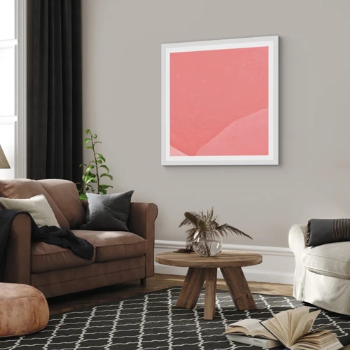 Póster en marco blanco - Composición orgánica en rosa - 40x40 cm