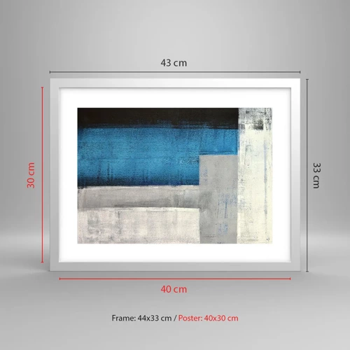 Póster en marco blanco - Composición poética de gris y azul - 40x30 cm