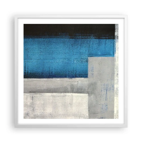 Póster en marco blanco - Composición poética de gris y azul - 60x60 cm