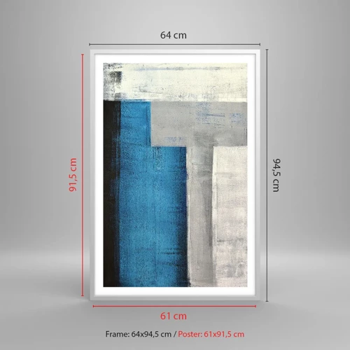 Póster en marco blanco - Composición poética de gris y azul - 61x91 cm