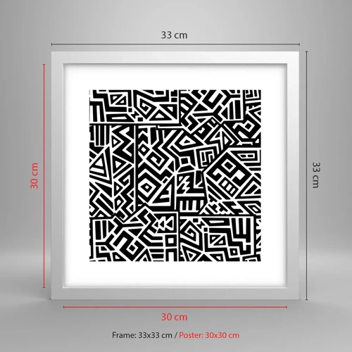 Póster en marco blanco - Composición precolombina - 30x30 cm