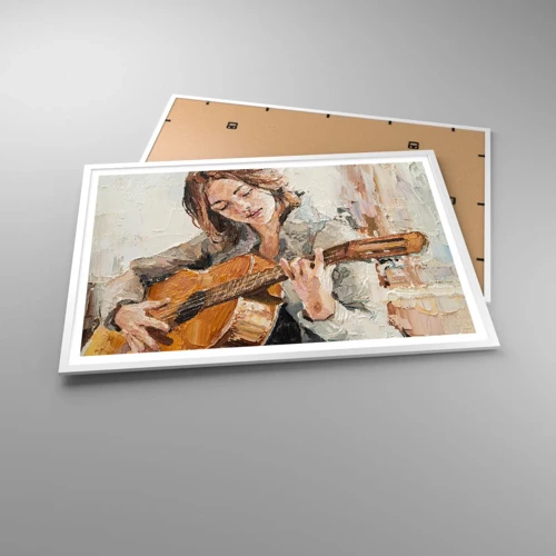 Póster en marco blanco - Concierto de guitarra y corazón joven - 100x70 cm