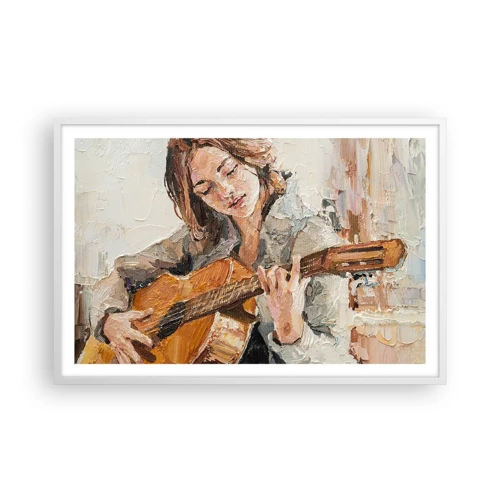 Póster en marco blanco - Concierto de guitarra y corazón joven - 91x61 cm