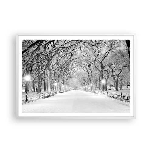 Póster en marco blanco - Cuatro estaciones - invierno - 100x70 cm