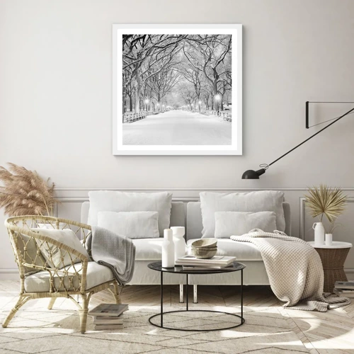 Póster en marco blanco - Cuatro estaciones - invierno - 30x30 cm