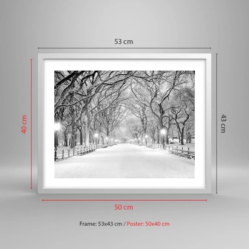 Póster en marco blanco - Cuatro estaciones - invierno - 50x40 cm