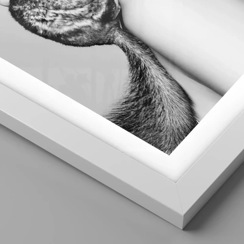 Póster en marco blanco - Dama con chinchilla - 40x40 cm