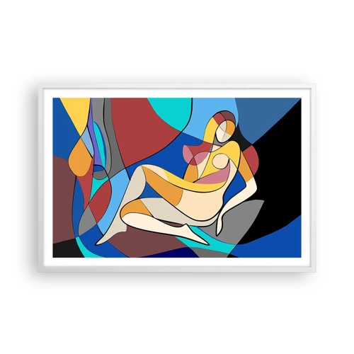 Póster en marco blanco - Desnudo cubista - 91x61 cm