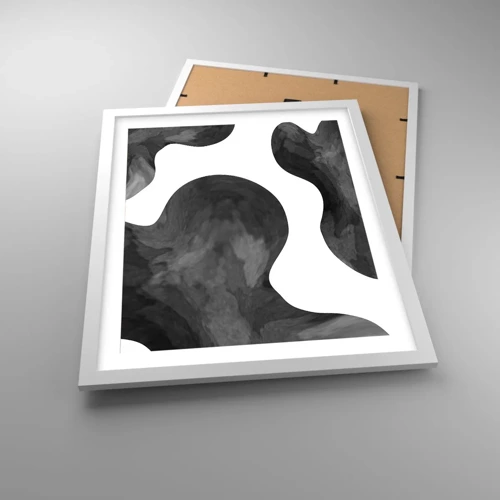 Póster en marco blanco - El blanco fluye sobre el negro - 40x50 cm
