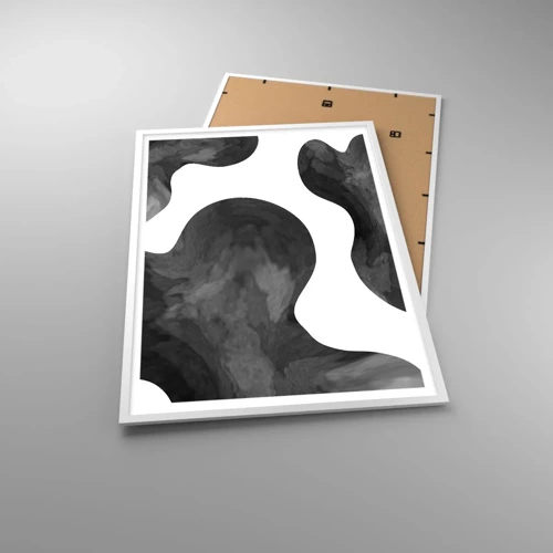 Póster en marco blanco - El blanco fluye sobre el negro - 70x100 cm