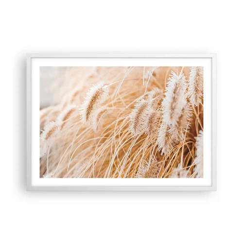 Póster en marco blanco - El dorado susurro de las hierbas - 70x50 cm