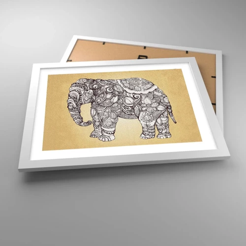 Póster en marco blanco - El elefante decorado - 40x30 cm