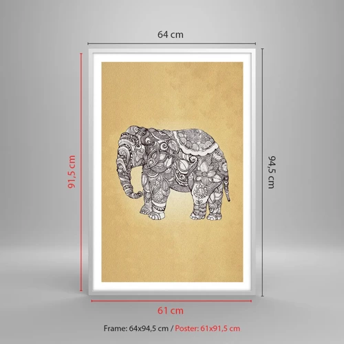 Póster en marco blanco - El elefante decorado - 61x91 cm