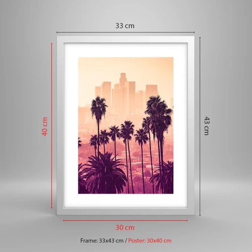 Póster en marco blanco - El paisaje de California - 30x40 cm