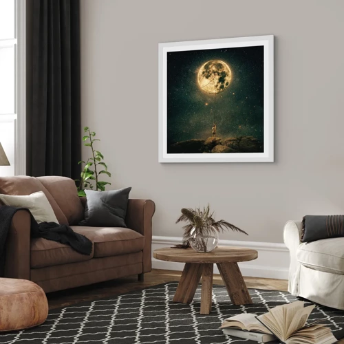 Póster en marco blanco - El que robó la luna - 50x50 cm