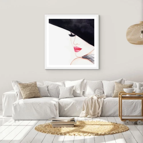 Póster en marco blanco - Elegancia y sensualidad - 40x40 cm