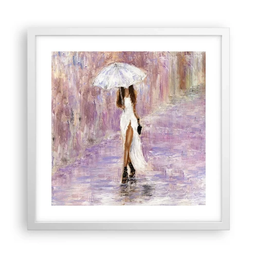 Póster en marco blanco - En la lluvia de lilas - 40x40 cm