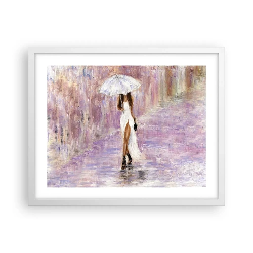 Póster en marco blanco - En la lluvia de lilas - 50x40 cm