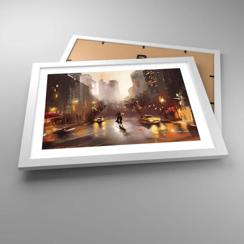 Póster en marco blanco - En las luces de Nueva York - 40x30 cm