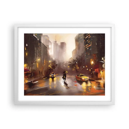 Póster en marco blanco - En las luces de Nueva York - 50x40 cm