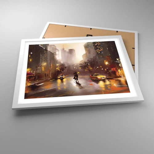 Póster en marco blanco - En las luces de Nueva York - 50x40 cm