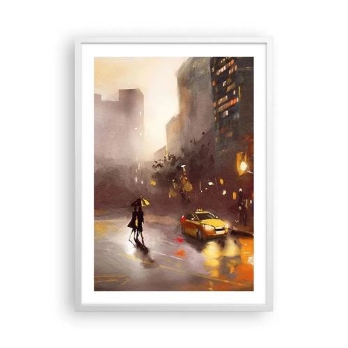 Póster en marco blanco - En las luces de Nueva York - 50x70 cm