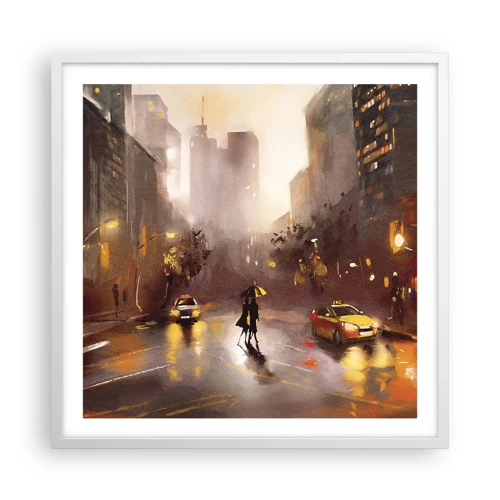 Póster en marco blanco - En las luces de Nueva York - 60x60 cm