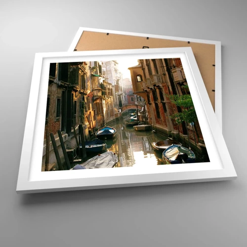 Póster en marco blanco - En un callejón veneciano - 40x40 cm