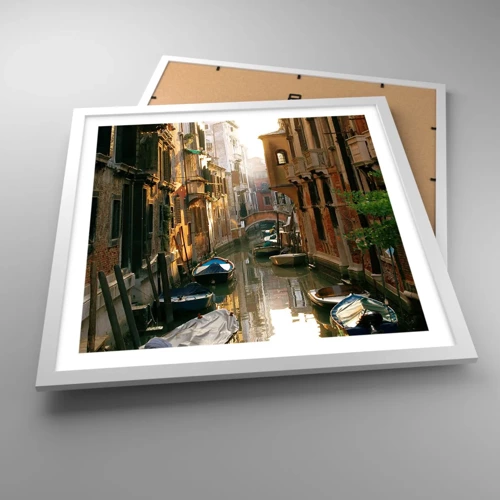 Póster en marco blanco - En un callejón veneciano - 50x50 cm