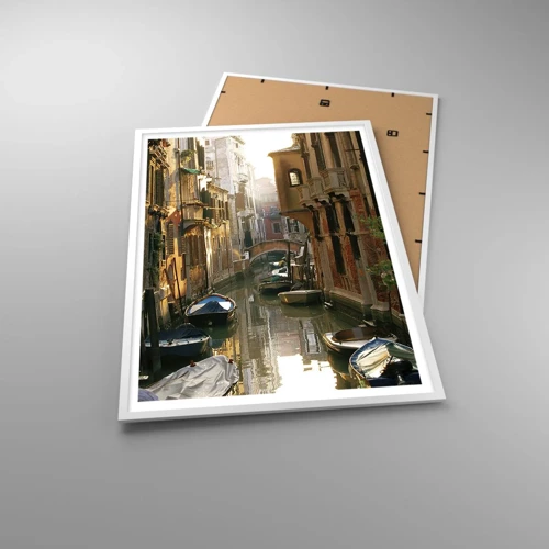 Póster en marco blanco - En un callejón veneciano - 70x100 cm