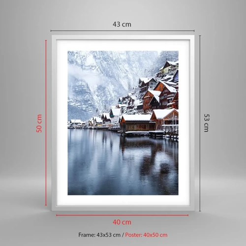 Póster en marco blanco - En un decorado de invierno - 40x50 cm